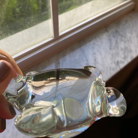 Art Glass Turtle Hand Blown Clear Glass Paperweight Statuette - Picture 8 of 8